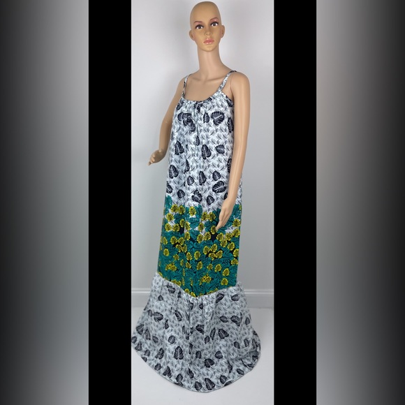 African Print Ankara Floral Print Sleeveless Maxi Dress - Picture 2 of 6
